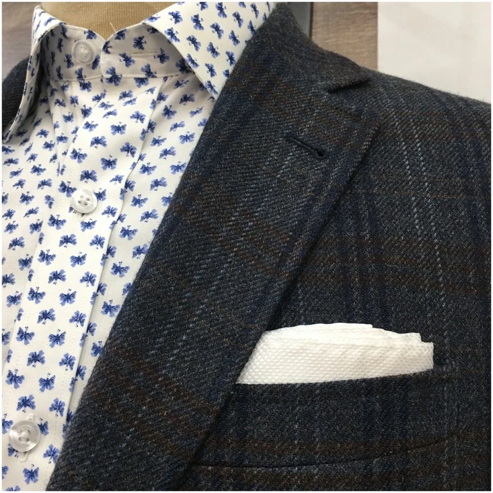 SAKS Mens Tweed Blazer Sport Coat Casual Jacket Size 40R Essential‎ Wool Suit
